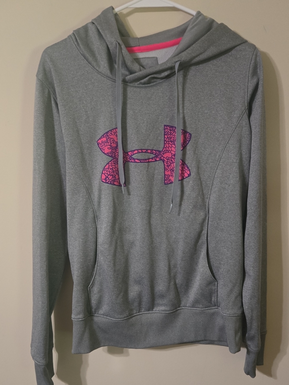 Under Armour Gray Pullover Hoodie with Pink Logo